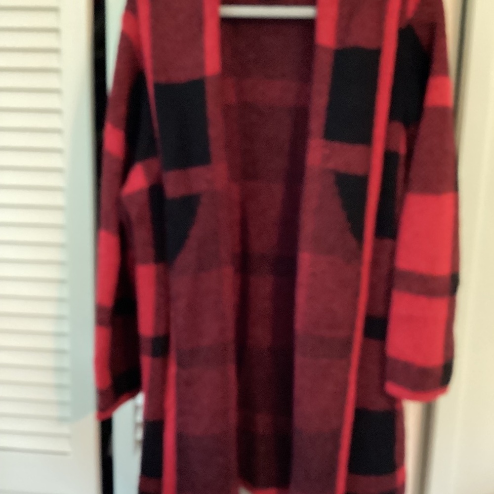 Red Buffalo plaid sweater tunic